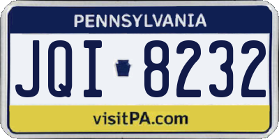 PA license plate JQI8232