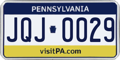 PA license plate JQJ0029