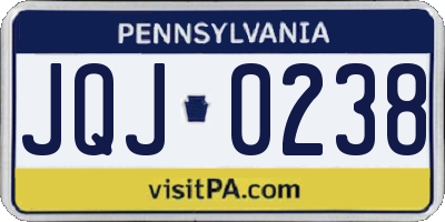PA license plate JQJ0238