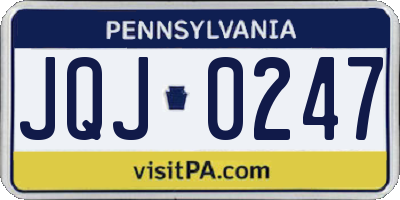 PA license plate JQJ0247