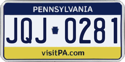 PA license plate JQJ0281