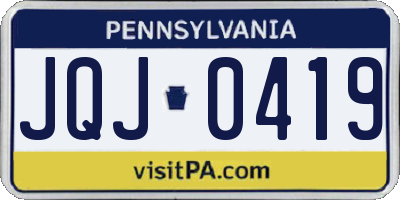 PA license plate JQJ0419