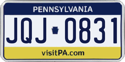 PA license plate JQJ0831