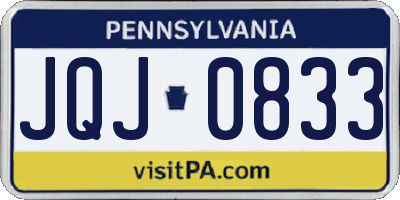 PA license plate JQJ0833