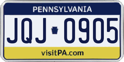 PA license plate JQJ0905