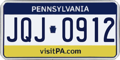 PA license plate JQJ0912