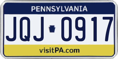 PA license plate JQJ0917