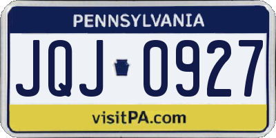 PA license plate JQJ0927