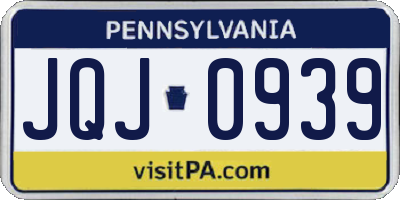 PA license plate JQJ0939