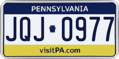 PA license plate JQJ0977