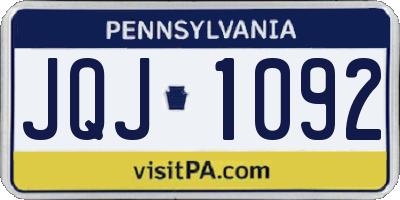 PA license plate JQJ1092