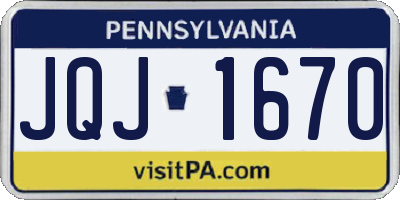 PA license plate JQJ1670