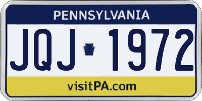 PA license plate JQJ1972