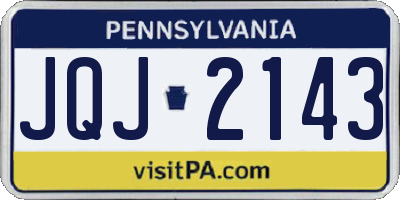 PA license plate JQJ2143