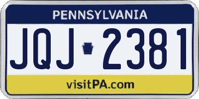 PA license plate JQJ2381