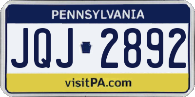 PA license plate JQJ2892