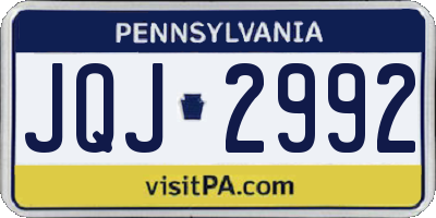 PA license plate JQJ2992