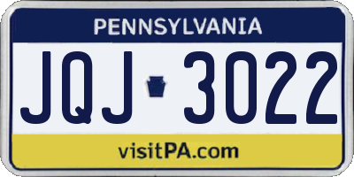 PA license plate JQJ3022