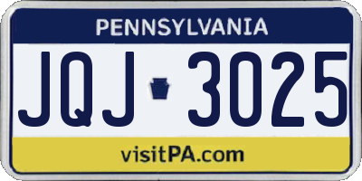 PA license plate JQJ3025