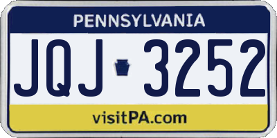 PA license plate JQJ3252