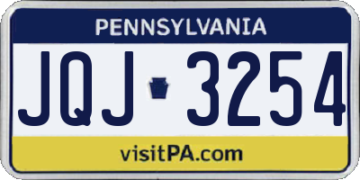 PA license plate JQJ3254