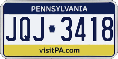 PA license plate JQJ3418