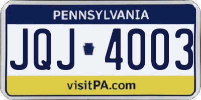 PA license plate JQJ4003