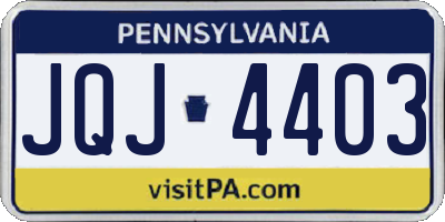 PA license plate JQJ4403