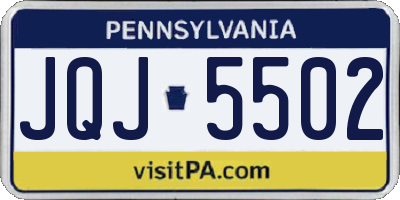 PA license plate JQJ5502