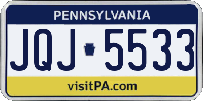 PA license plate JQJ5533