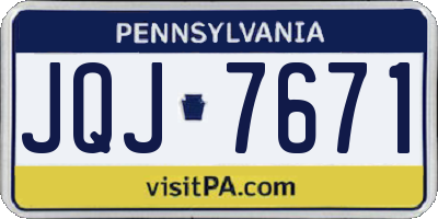 PA license plate JQJ7671
