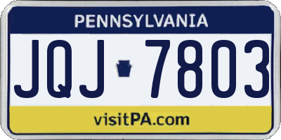 PA license plate JQJ7803