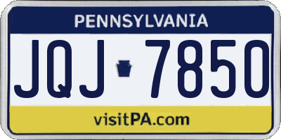 PA license plate JQJ7850