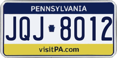 PA license plate JQJ8012