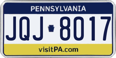 PA license plate JQJ8017
