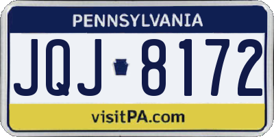 PA license plate JQJ8172