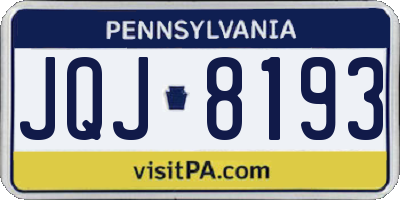 PA license plate JQJ8193