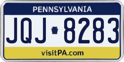 PA license plate JQJ8283