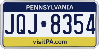 PA license plate JQJ8354