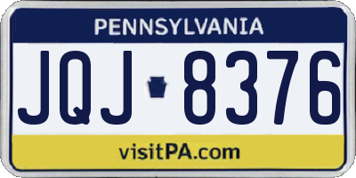 PA license plate JQJ8376