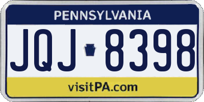 PA license plate JQJ8398