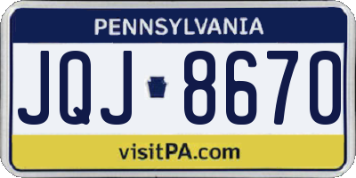 PA license plate JQJ8670