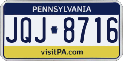 PA license plate JQJ8716