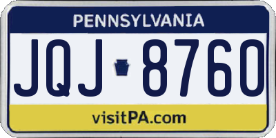 PA license plate JQJ8760