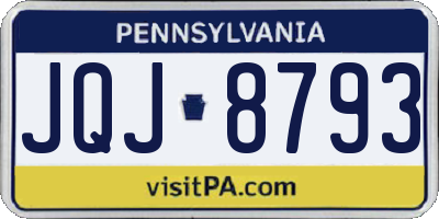 PA license plate JQJ8793