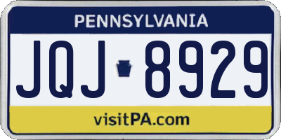 PA license plate JQJ8929