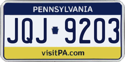 PA license plate JQJ9203
