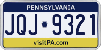 PA license plate JQJ9321