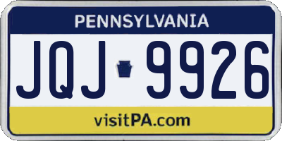 PA license plate JQJ9926
