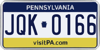 PA license plate JQK0166